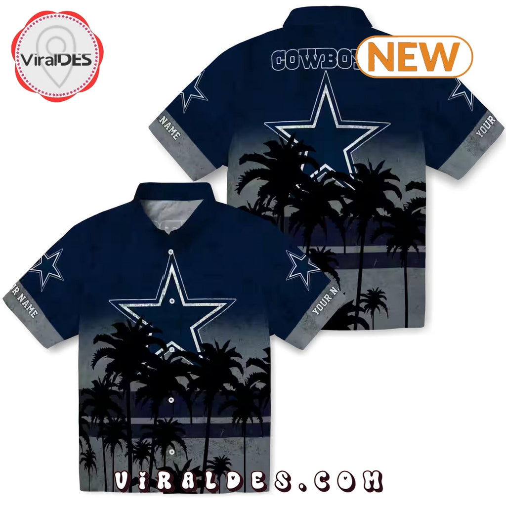 Custom Dallas Cowboys Sunset Pattern Hawaiian Shirt