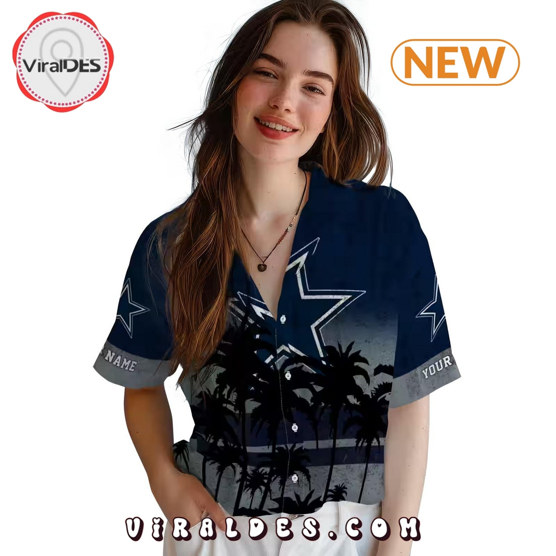 Custom Dallas Cowboys Sunset Pattern Hawaiian Shirt