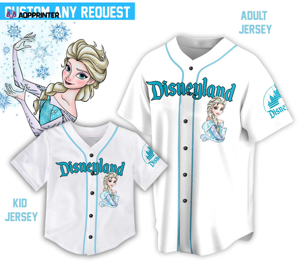 Custom Ddisney Princess Elsa Game Day Baseball Jersey Ddisney Frozen Elsa Baseball Outfit For Baseball Fan... (Image 1)
