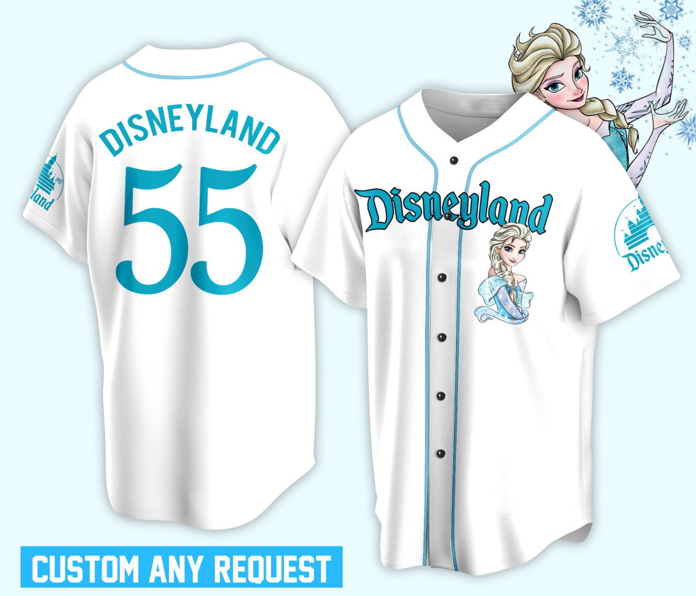 Custom Ddisney Princess Elsa Game Day Baseball Jersey Ddisney Frozen Elsa Baseball Outfit For Baseball Fan Player Baseball Girl Women Lover