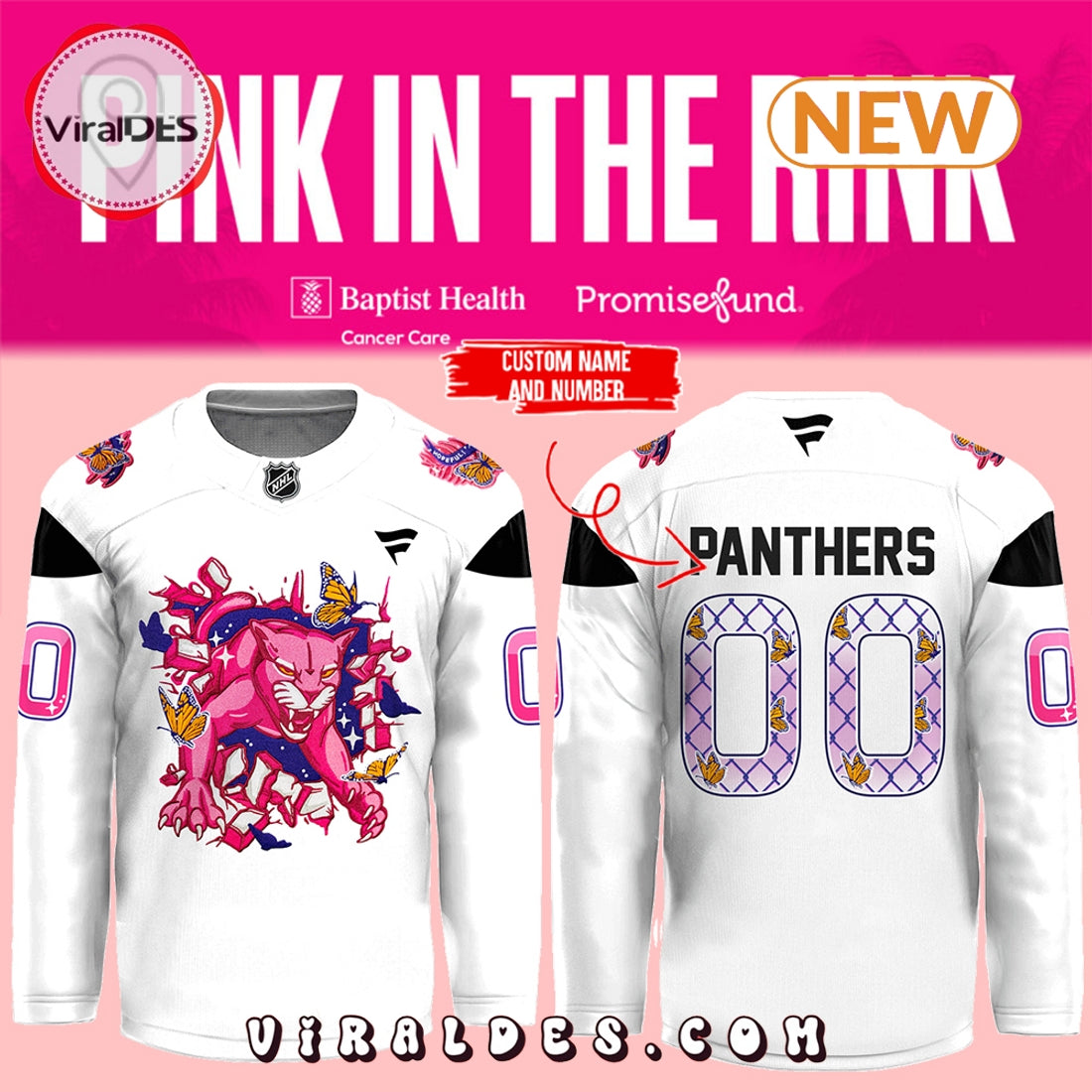 Custom Florida Panthers Pink In the Rink Hockey Jersey