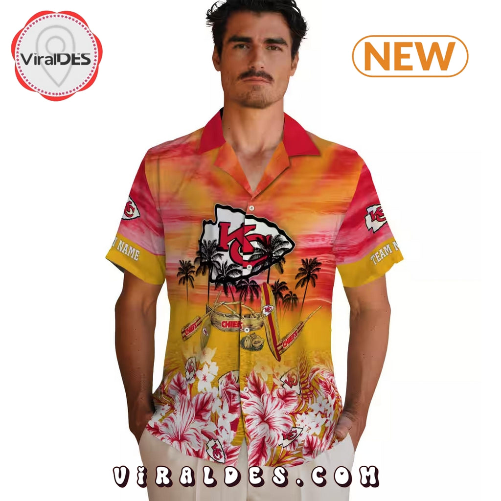 Custom Kansas City Chiefs Tropical Canoe Hawaiian Shirt