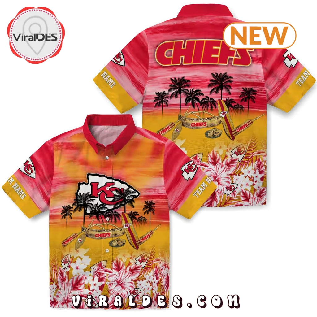Custom Kansas City Chiefs Tropical Canoe Hawaiian Shirt