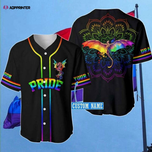 Custom LGBT Pride Dragon Mandala Baseball Jersey | Colorful | Adult Unisex | S - 5XL Full Size - Aopprinter