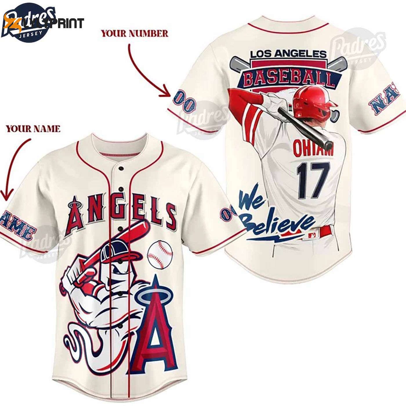 Personalized MLB Los Angeles Angels Baseball Jersey - Custom Style for True Fans - Gift for Men Women -... (Image 1)