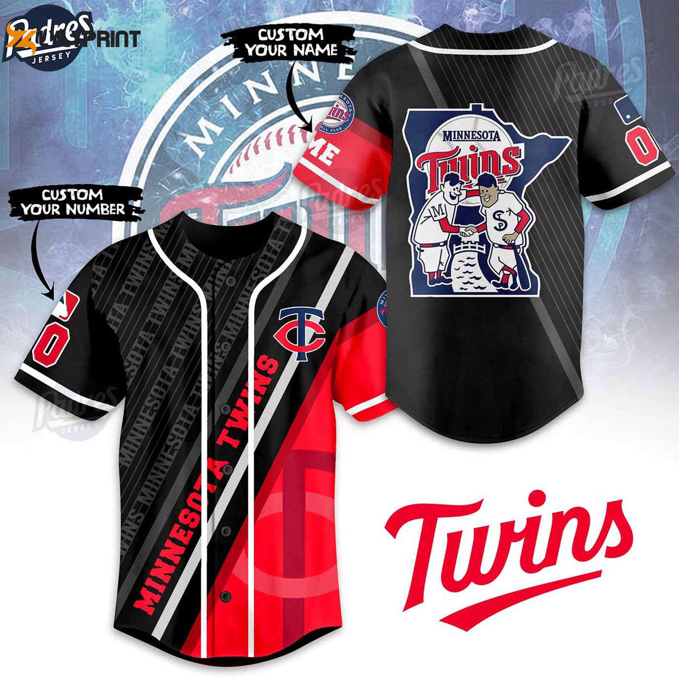Show Your Team Spirit with Custom Minnesota Twins Black Baseball Jersey - MLB Fan Gear - Gift for Men Women -... (Image 1)