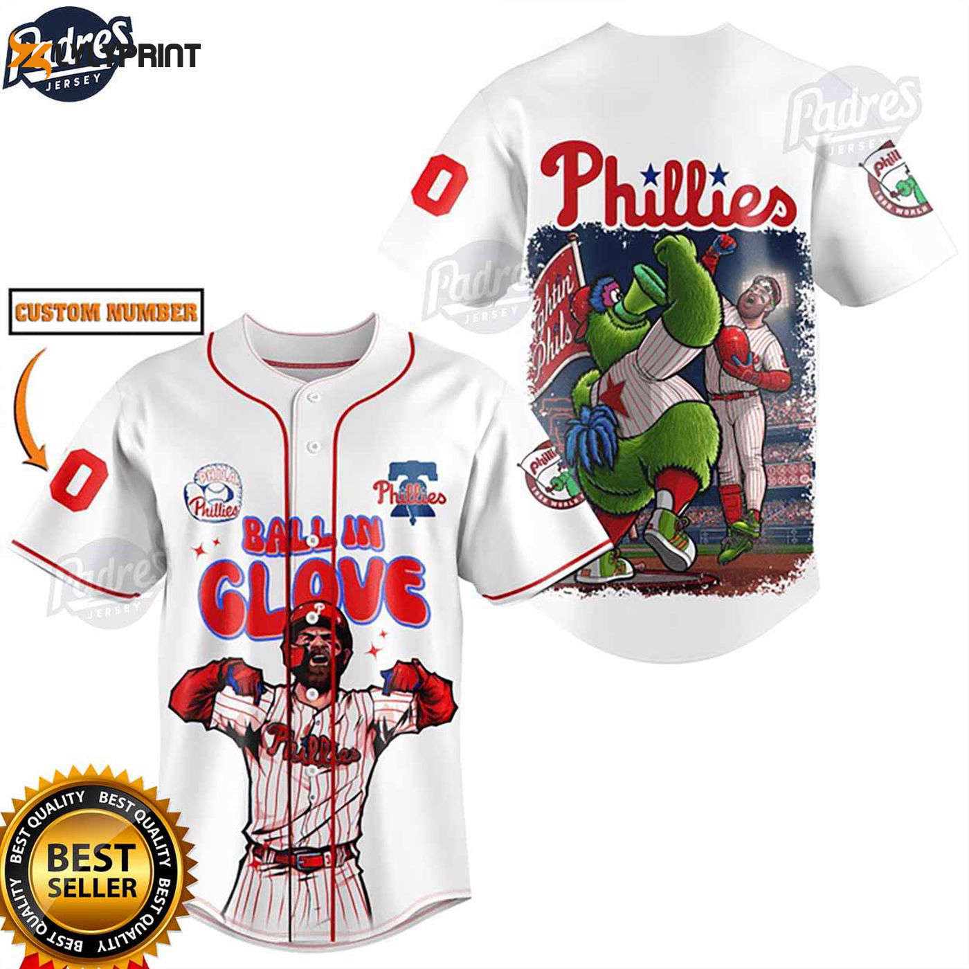 Custom Philadelphia Phillies Ball In Glove Baseball Jersey - MLB Style - Gift for Men Women - lylyprint.com
