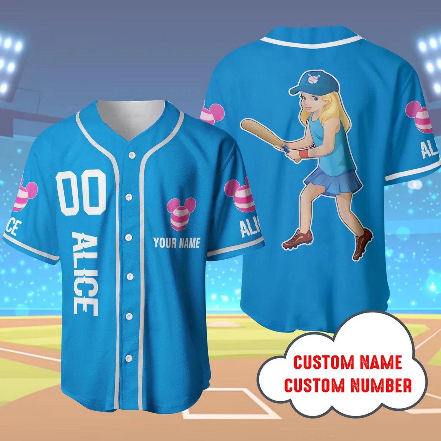 Custom Name And Number Alice In Wonderland Baseball Jersey T-Shirts, Hoodie, Sweatshirt | WearSparks.com