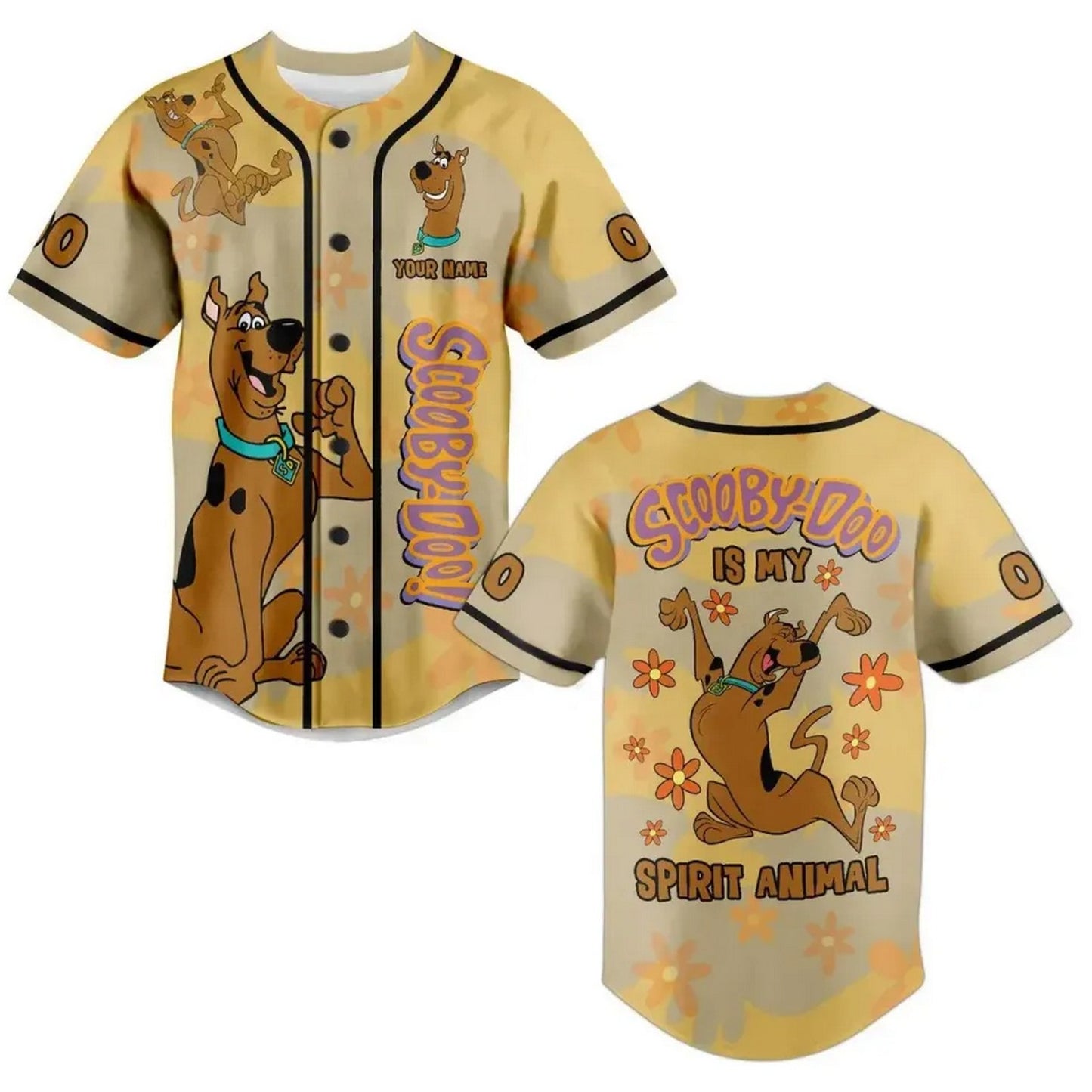 Custom Name And Number Camo Texture Scooby Doo Is My Spirit Animal Baseball Jersey