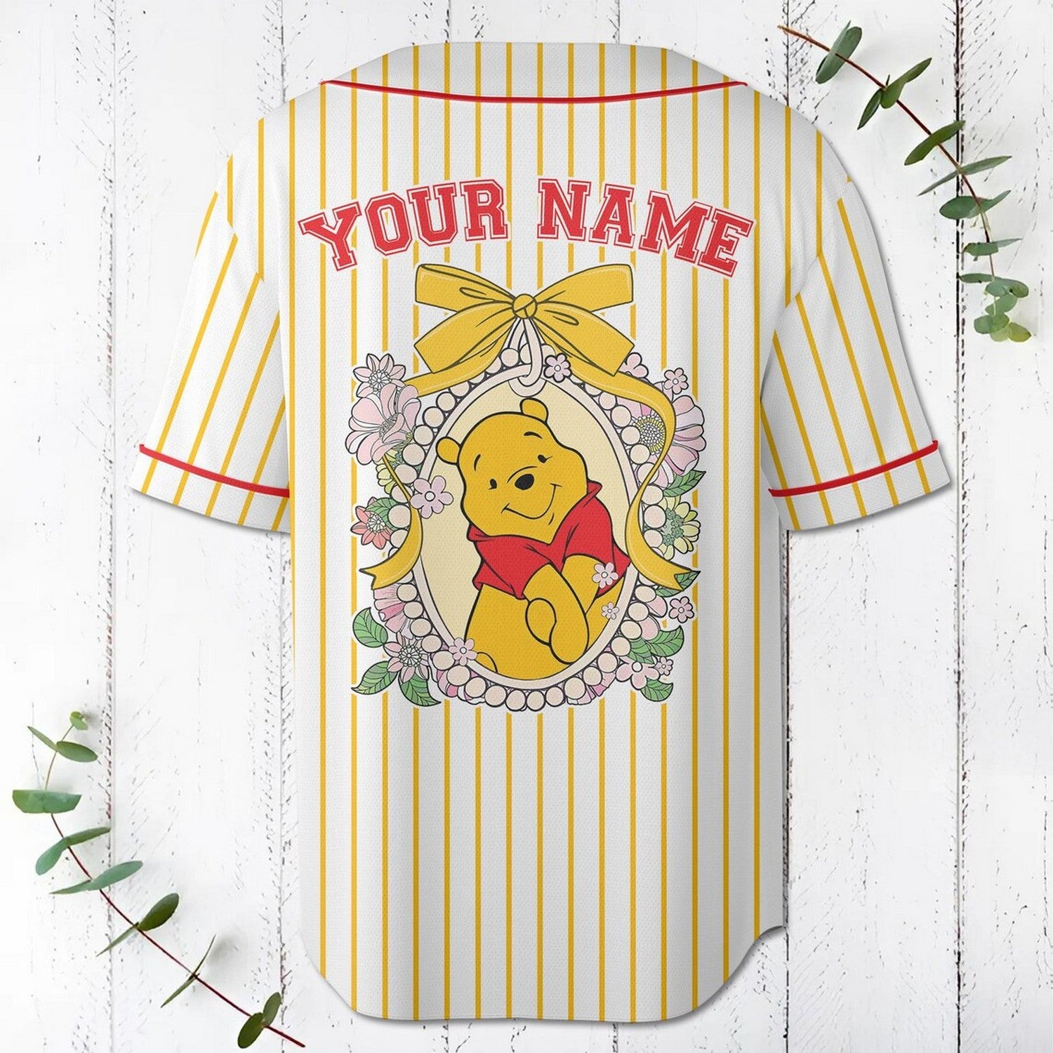 Custom Name And Number Coquette Bow Winnie Pooh Baseball Jersey T-Shirts, Hoodie, Sweatshirt | WearSparks.com (Image 3)
