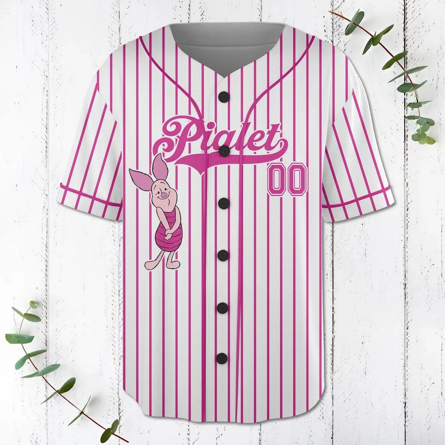 Custom Name And Number Coquette Bow Winnie The Pooh Piglet Baseball Jersey T-Shirts, Hoodie, Sweatshirt (Image 2)