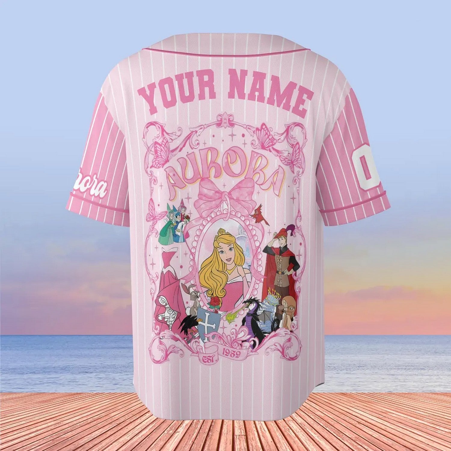 Custom Name And Number Coquette Princess Aurora Pink Baseball Jersey T-Shirts, Hoodie, Sweatshirt | WearSparks.com (Image 3)