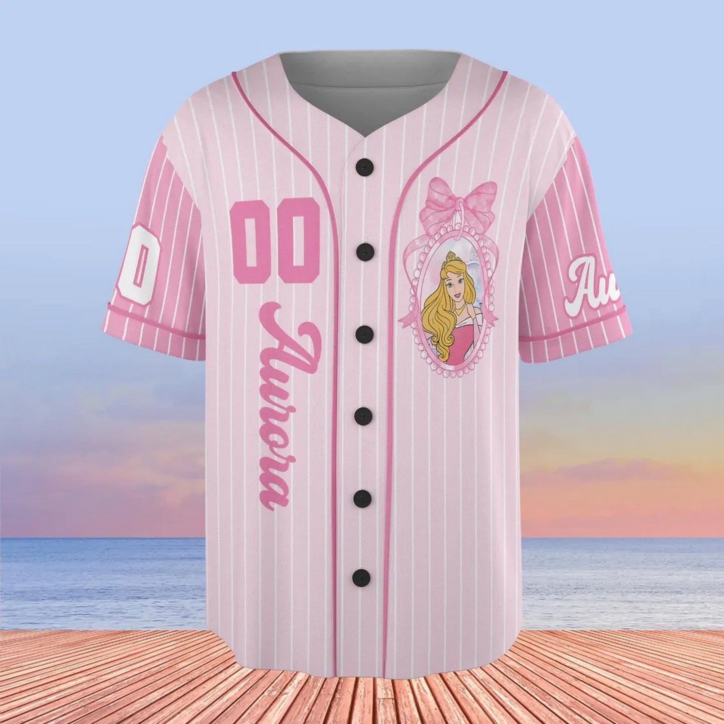 Custom Name And Number Coquette Princess Aurora Pink Baseball Jersey T-Shirts, Hoodie, Sweatshirt | WearSparks.com (Image 2)