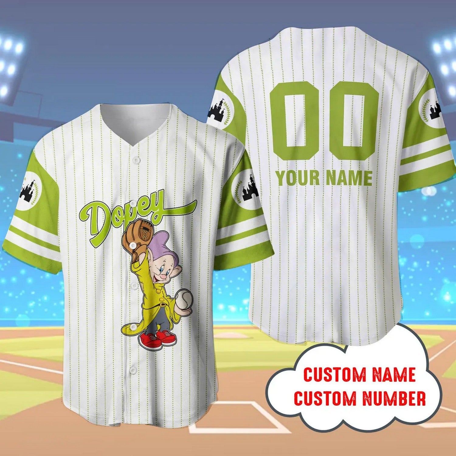 Custom Name And Number Dopey Dwarf Custom Baseball Jersey Striped T-Shirts, Hoodie, Sweatshirt | WearSparks.com