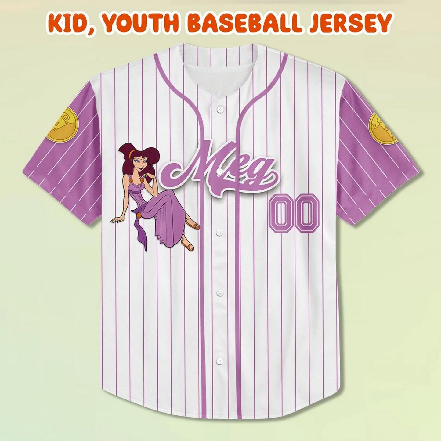 Custom Name And Number Hercules Meg Striped Purple White Baseball Jersey T-Shirts, Hoodie, Sweatshirt (Image 3)