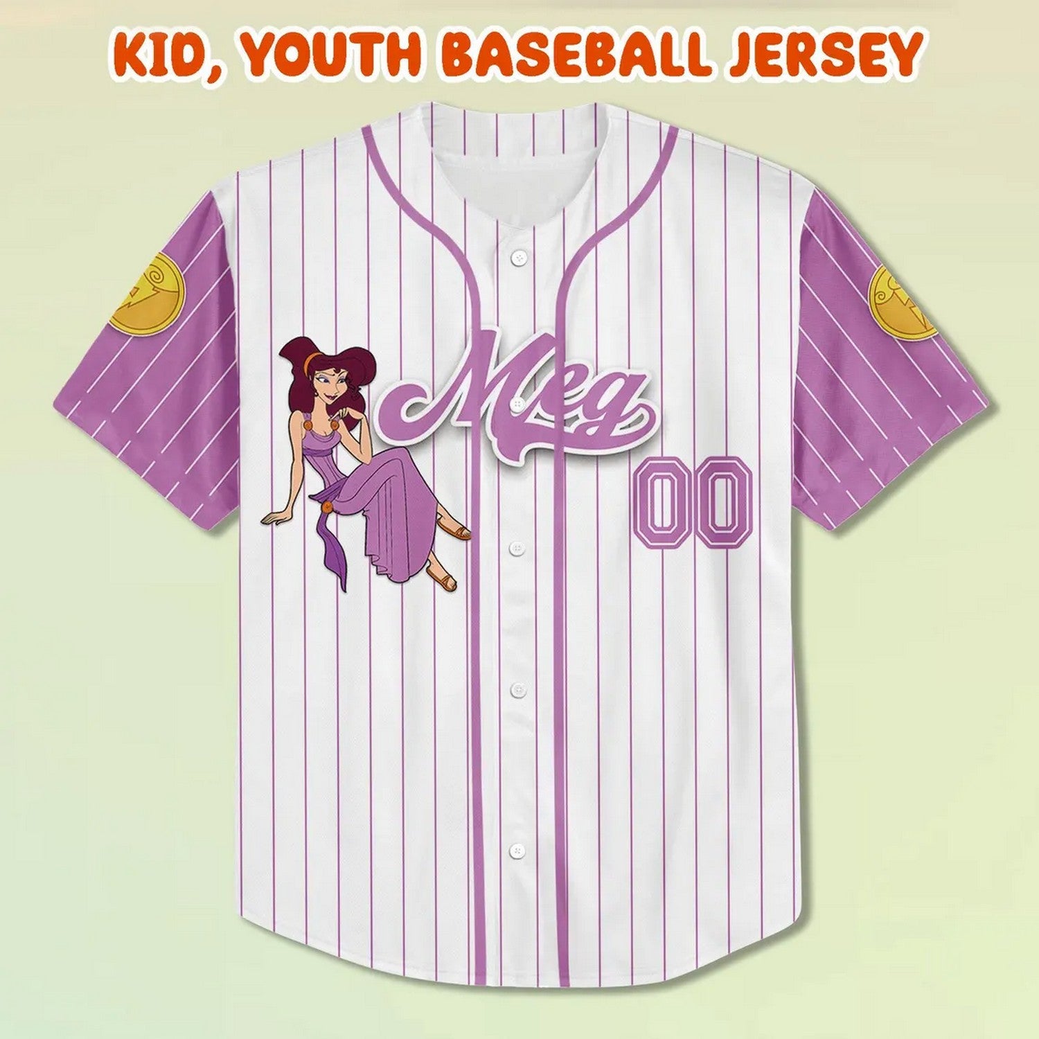 Custom Name And Number Hercules Meg Striped Purple White Baseball Jersey T-Shirts, Hoodie, Sweatshirt (Image 3)
