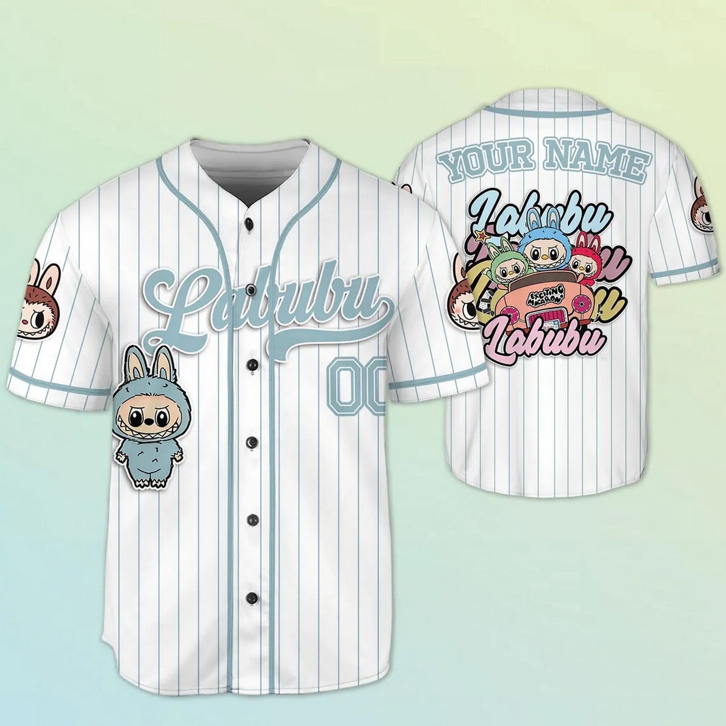 Custom Name And Number Labubu Blue Baseball Jersey T-Shirts, Hoodie, Sweatshirt | WearSparks.com (Image 1)