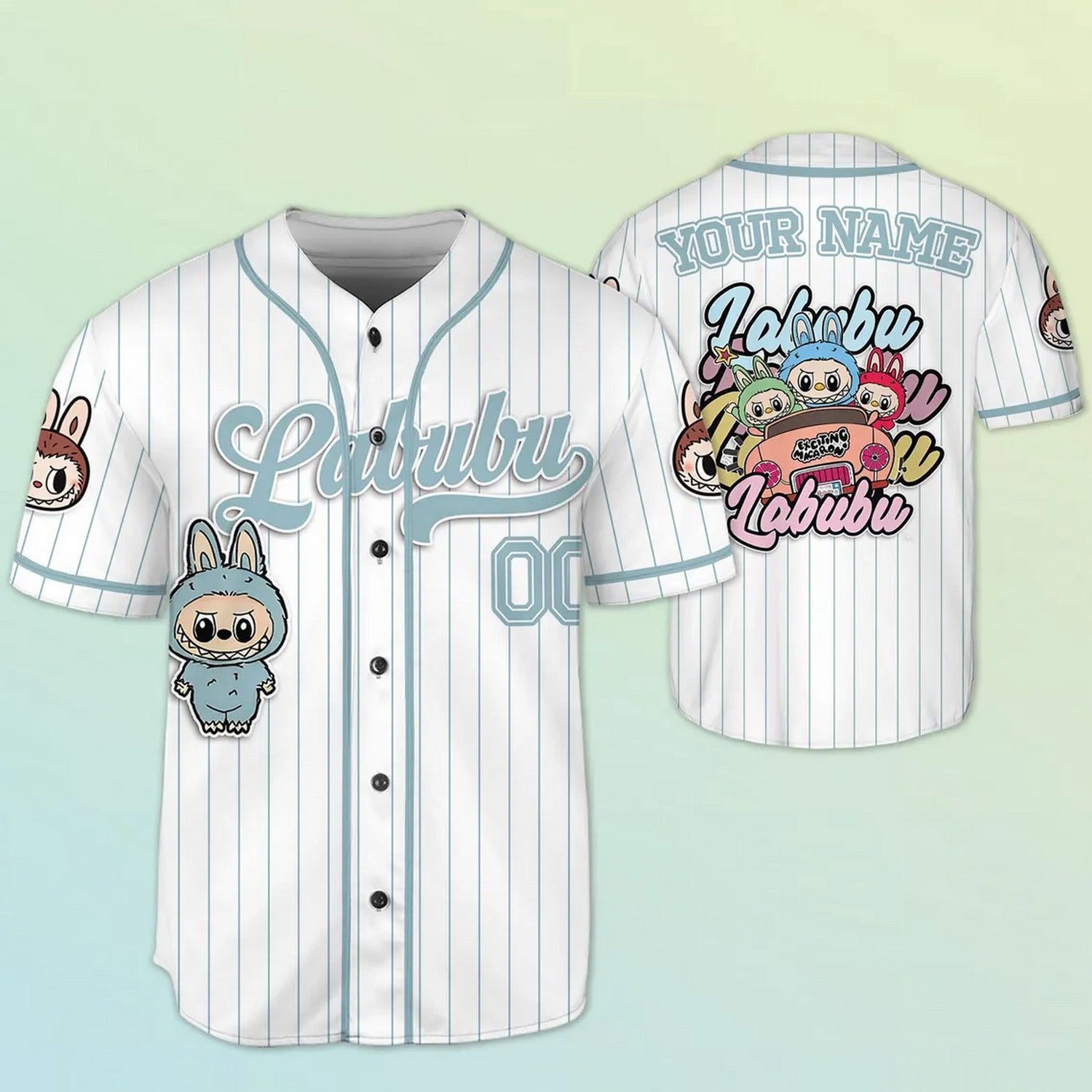 Custom Name And Number Labubu Blue Baseball Jersey T-Shirts, Hoodie, Sweatshirt | WearSparks.com (Image 1)