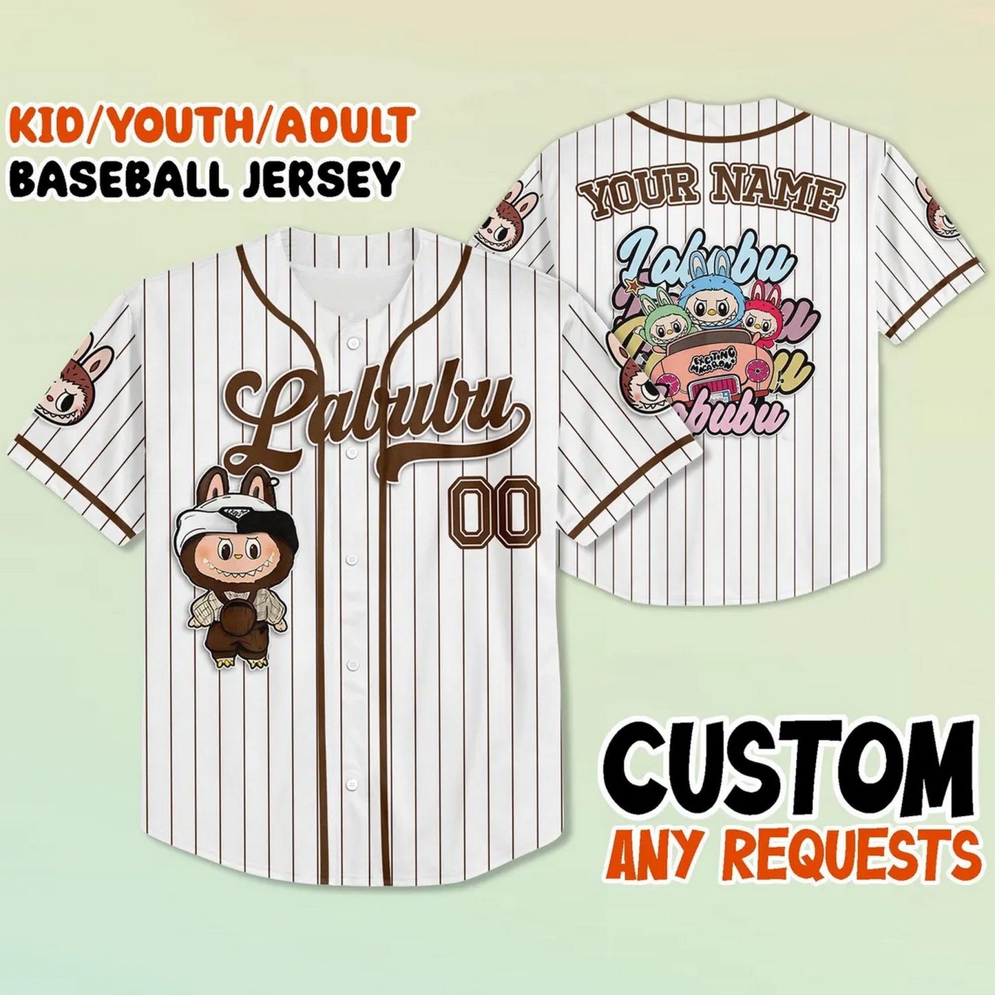 Custom Name And Number Labubu Brown Baseball Jersey T-Shirts, Hoodie, Sweatshirt | WearSparks.com (Image 2)