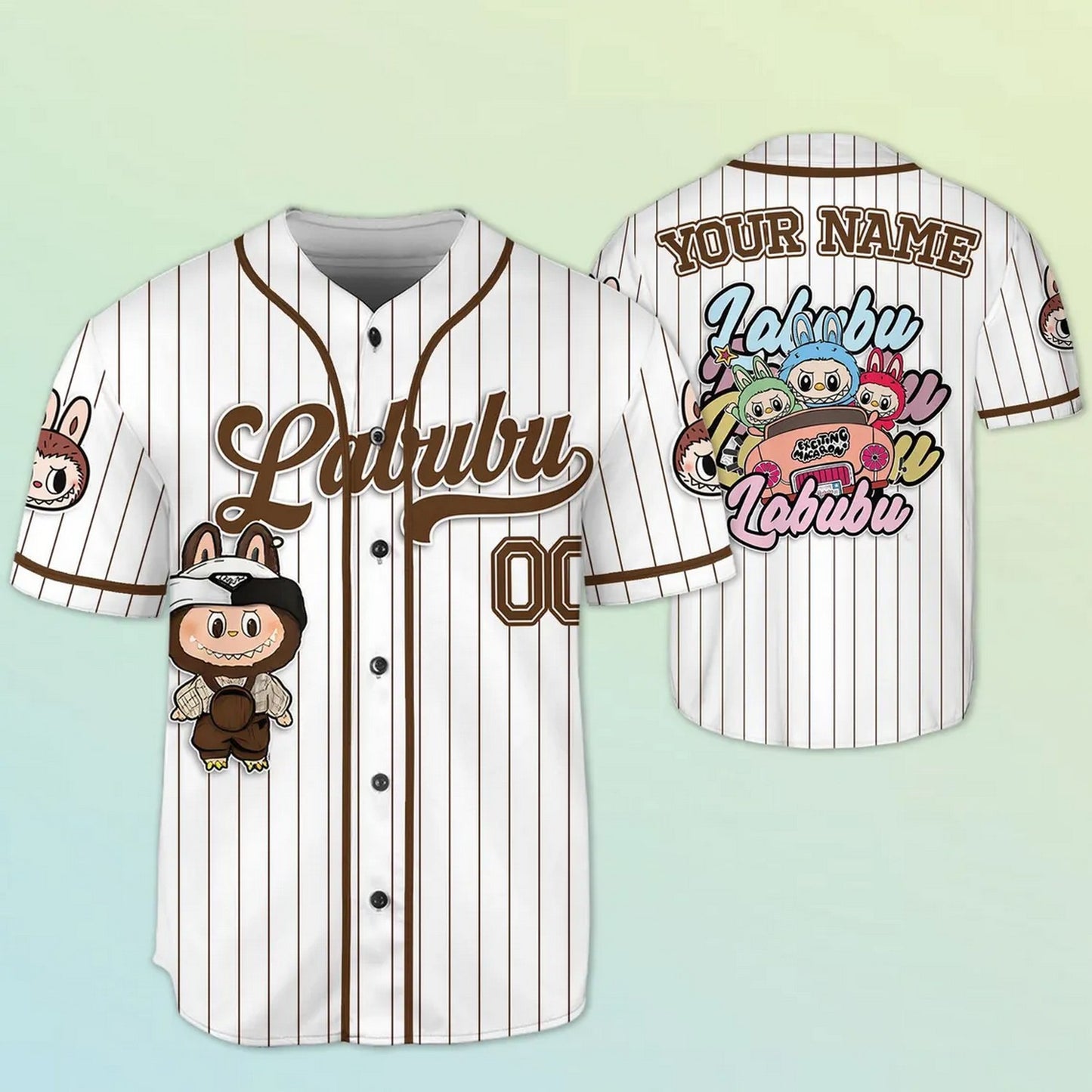 Custom Name And Number Labubu Brown Baseball Jersey T-Shirts, Hoodie, Sweatshirt | WearSparks.com (Image 1)