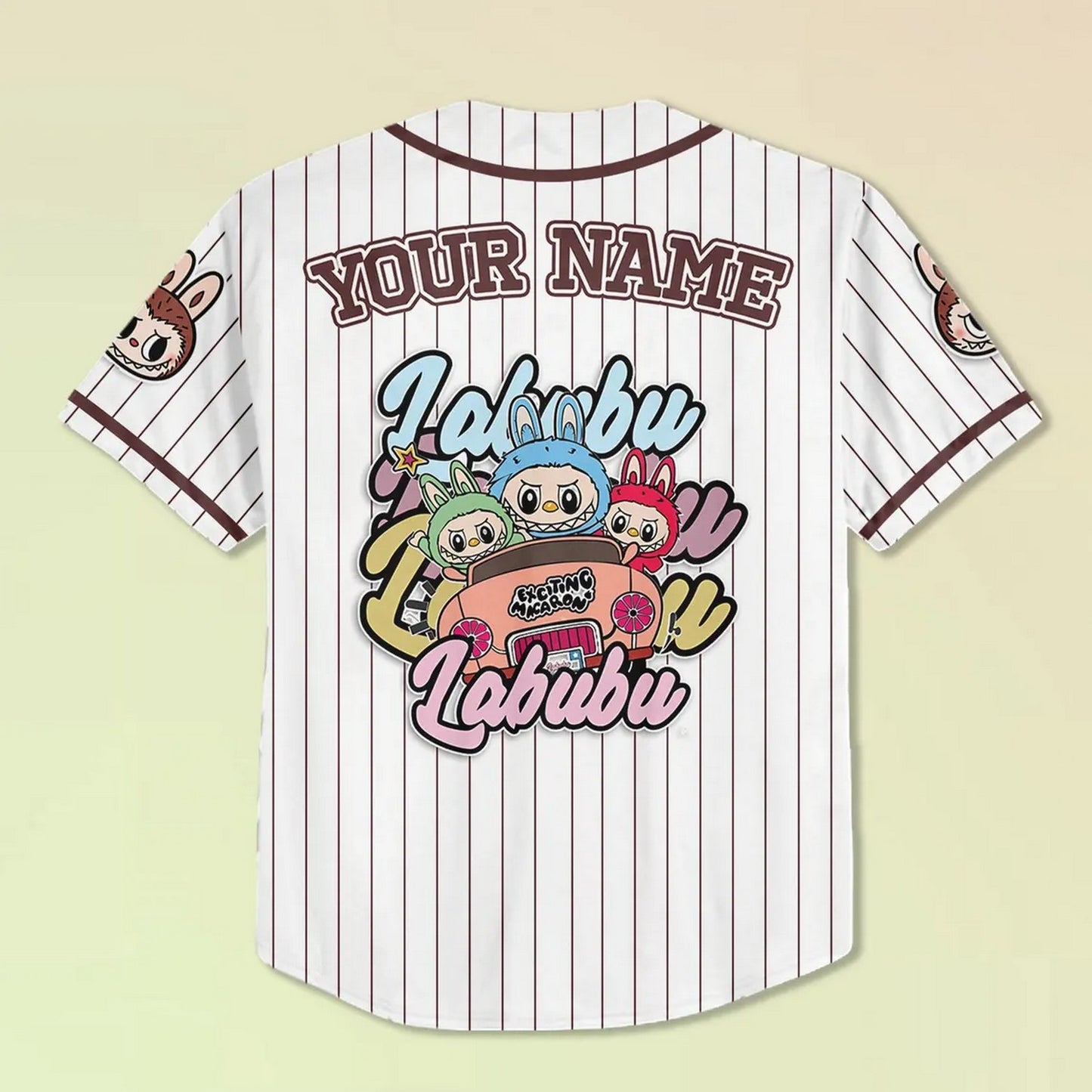 Custom Name And Number Labubu Green Yellow Baseball Jersey T-Shirts, Hoodie, Sweatshirt | WearSparks.com (Image 4)