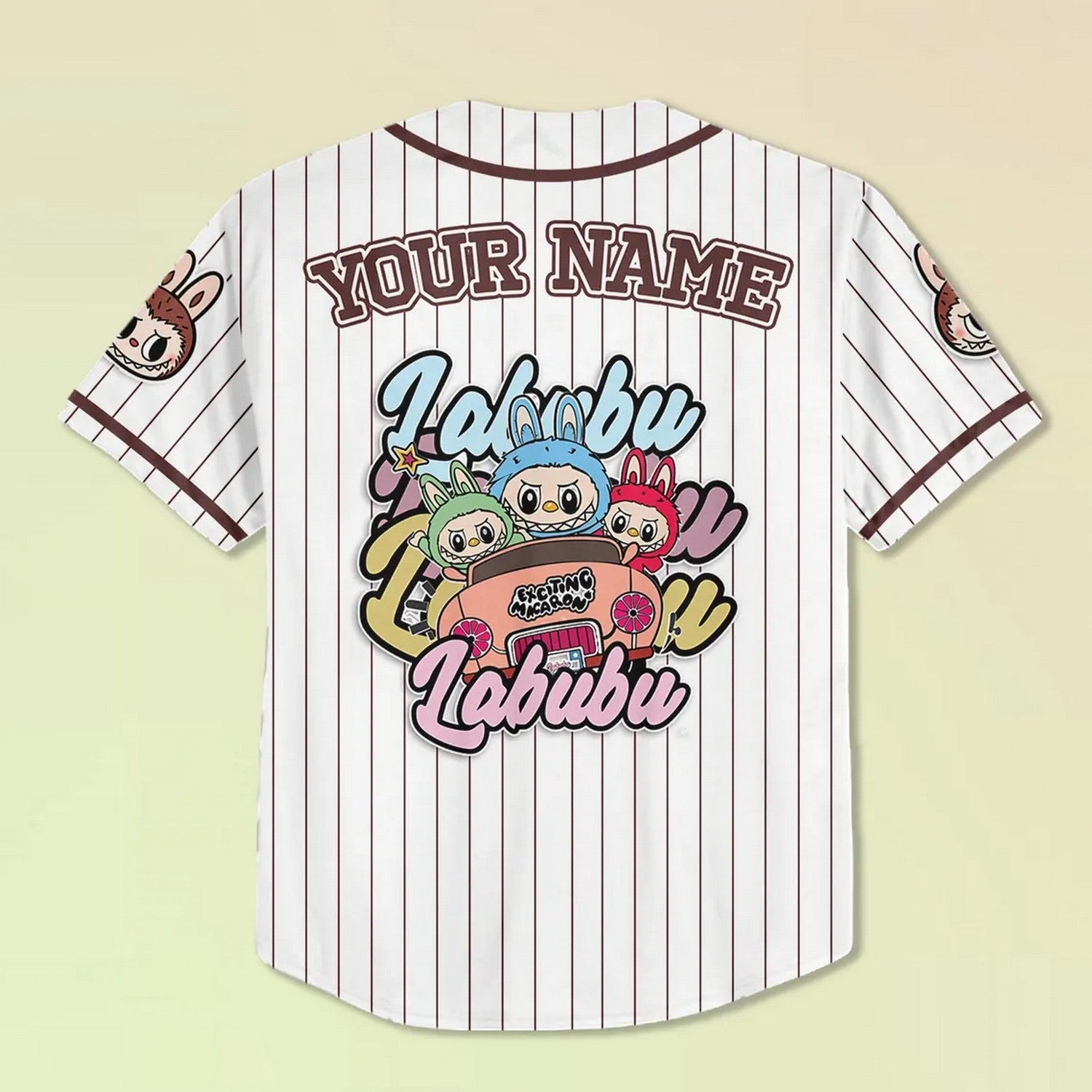 Custom Name And Number Labubu Green Yellow Baseball Jersey T-Shirts, Hoodie, Sweatshirt | WearSparks.com (Image 4)