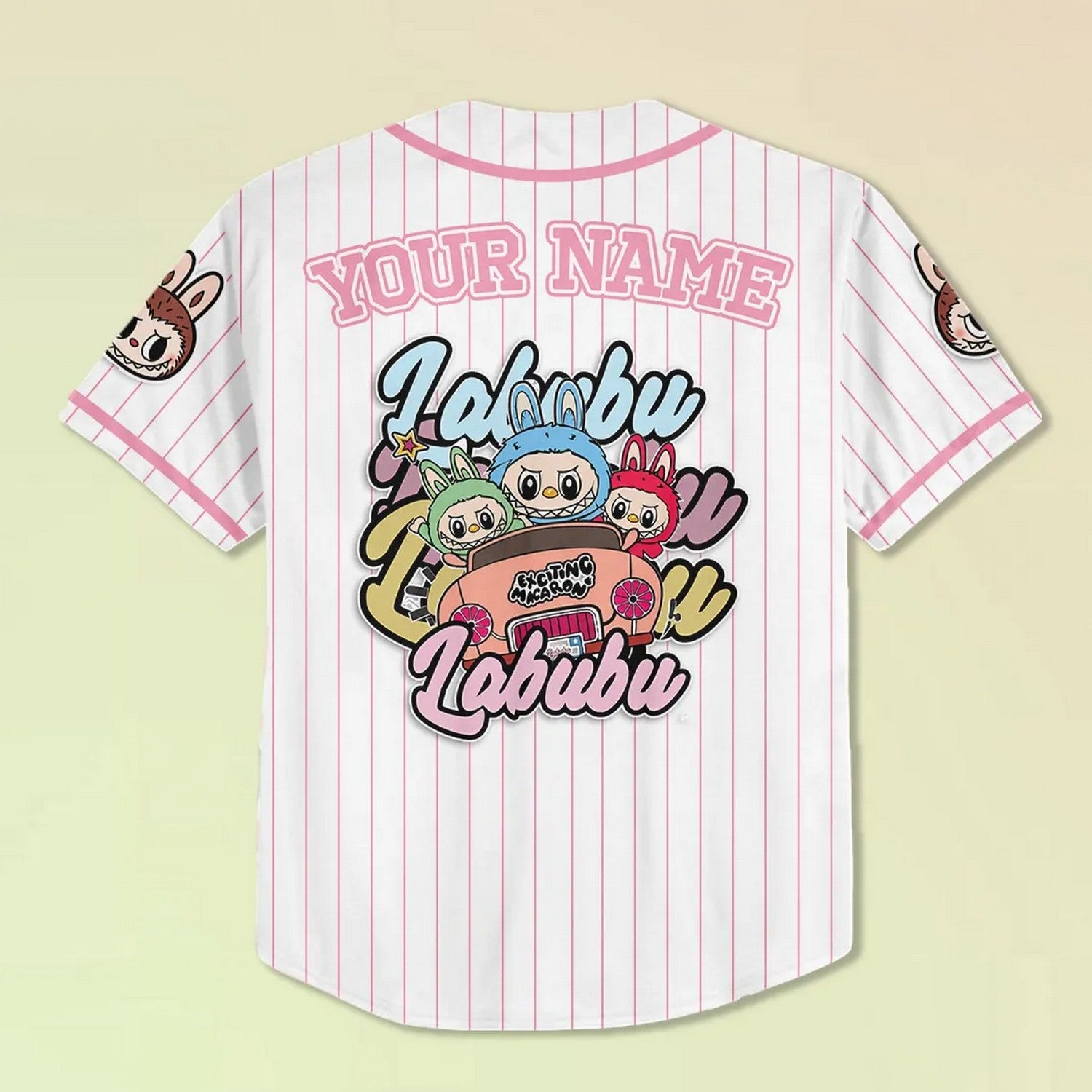 Custom Name And Number Labubu Pink Baseball Jersey T-Shirts, Hoodie, Sweatshirt | WearSparks.com (Image 4)