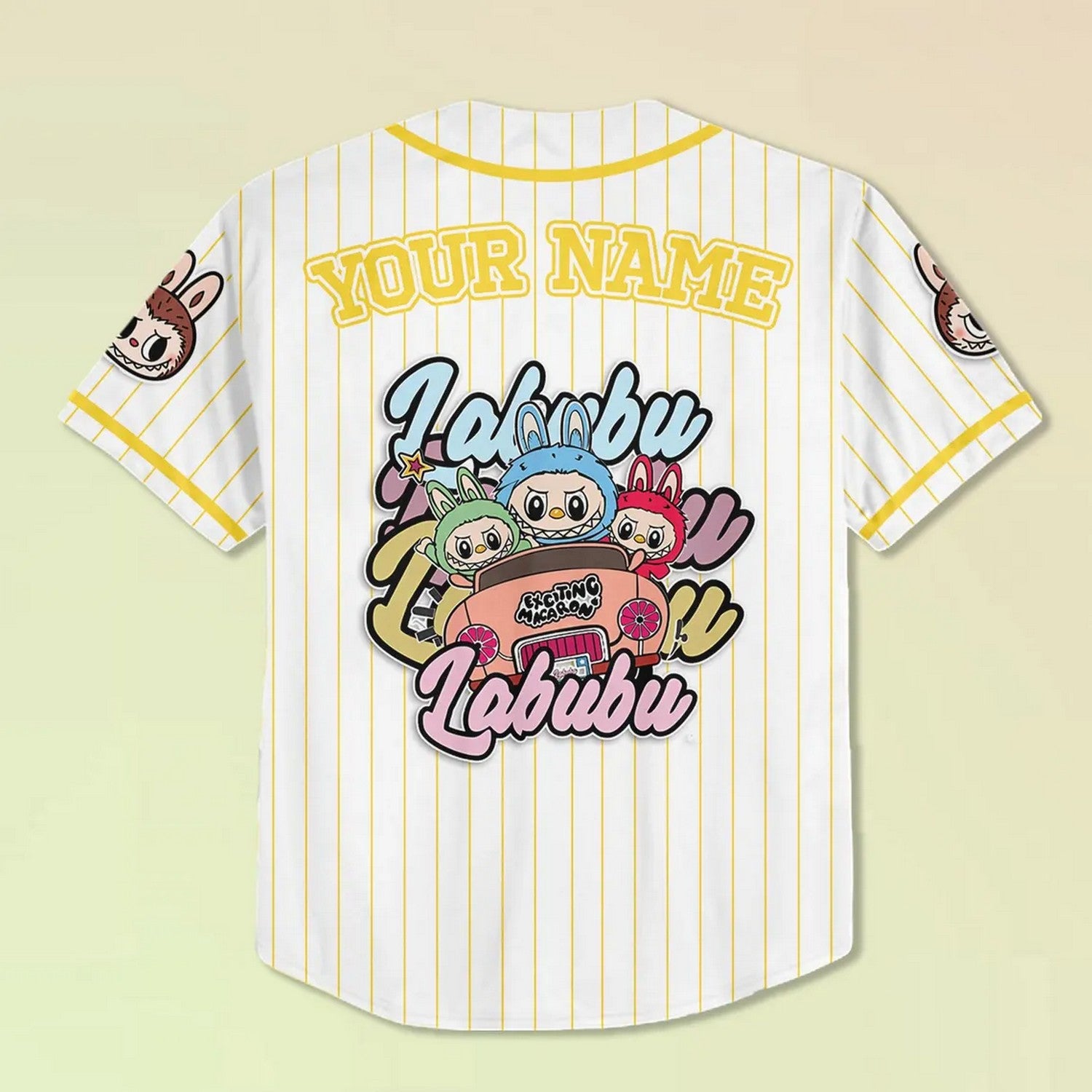 Custom Name And Number Labubu Yellow Baseball Jersey T-Shirts, Hoodie, Sweatshirt | WearSparks.com (Image 4)