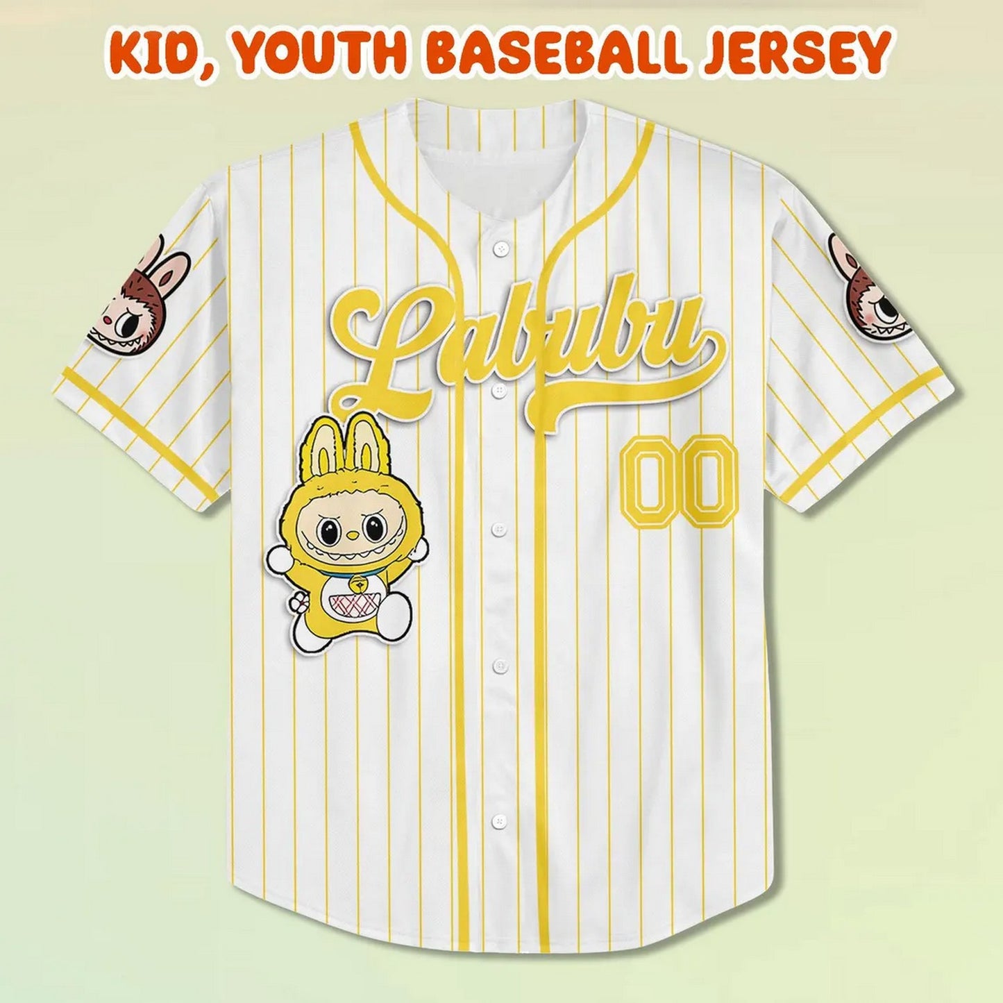 Custom Name And Number Labubu Yellow Baseball Jersey T-Shirts, Hoodie, Sweatshirt | WearSparks.com (Image 3)