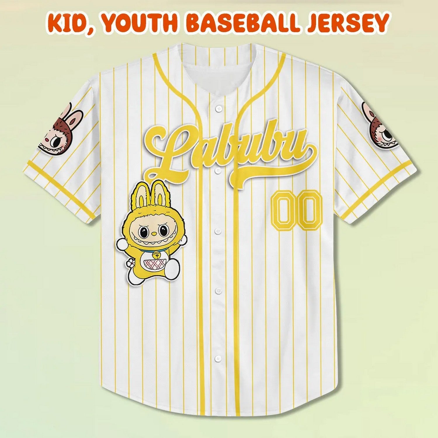 Custom Name And Number Labubu Yellow Baseball Jersey T-Shirts, Hoodie, Sweatshirt | WearSparks.com (Image 3)