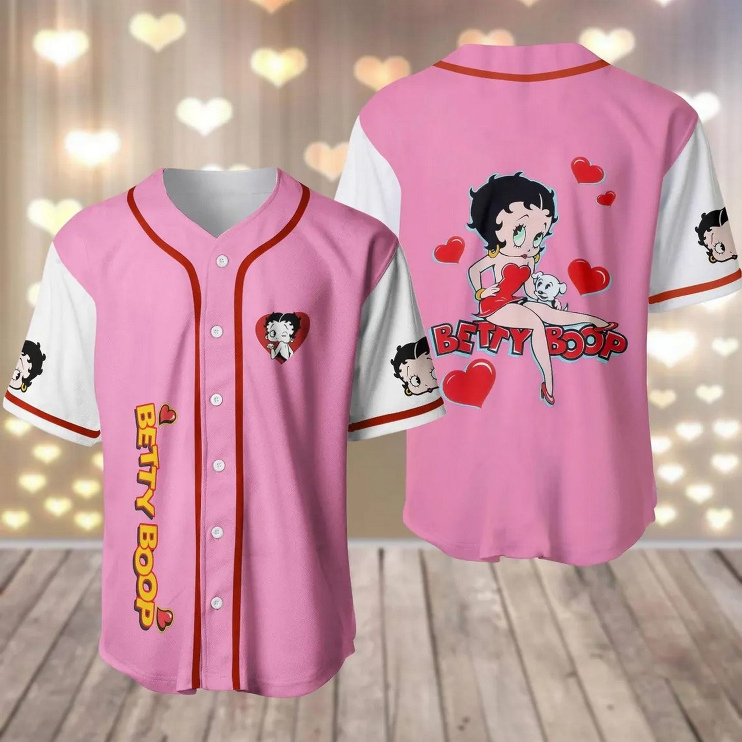 Custom Name Betty Boop Simple Pink White Baseball Jersey