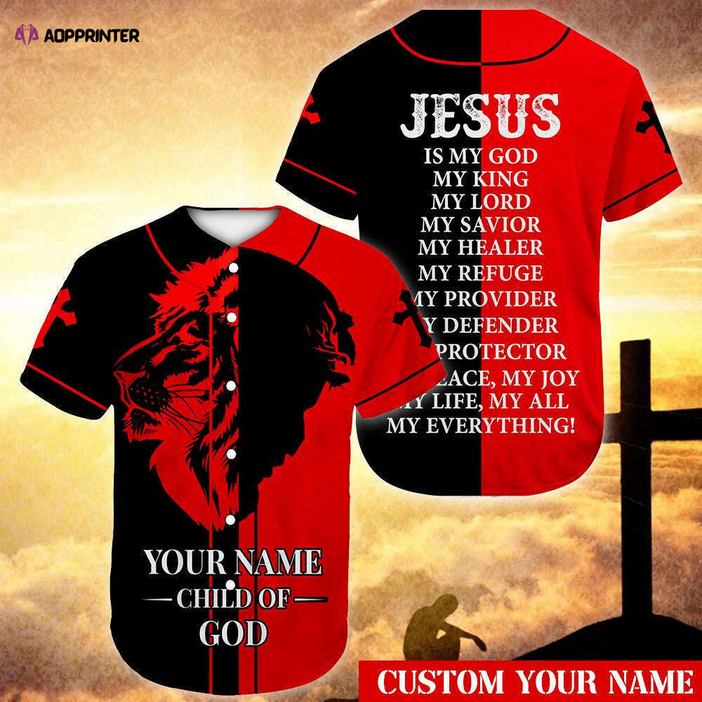 Custom name Child Of God Red and Black Christians Baseball Jersey | Colorful | Adult Unisex | S - 5XL Full Size - Aopprinter