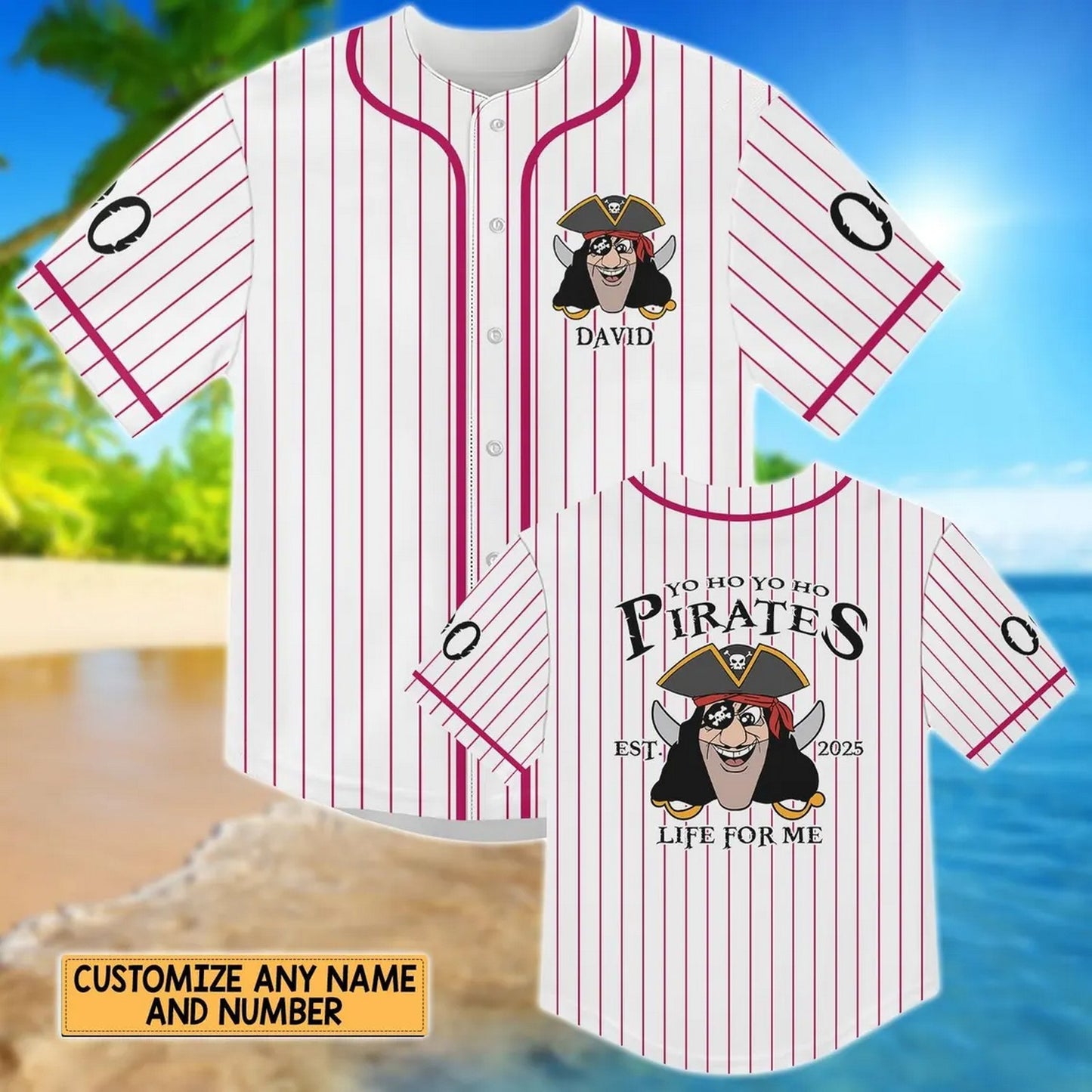 Custom Name Funny Captain Pirate Baseball Jersey