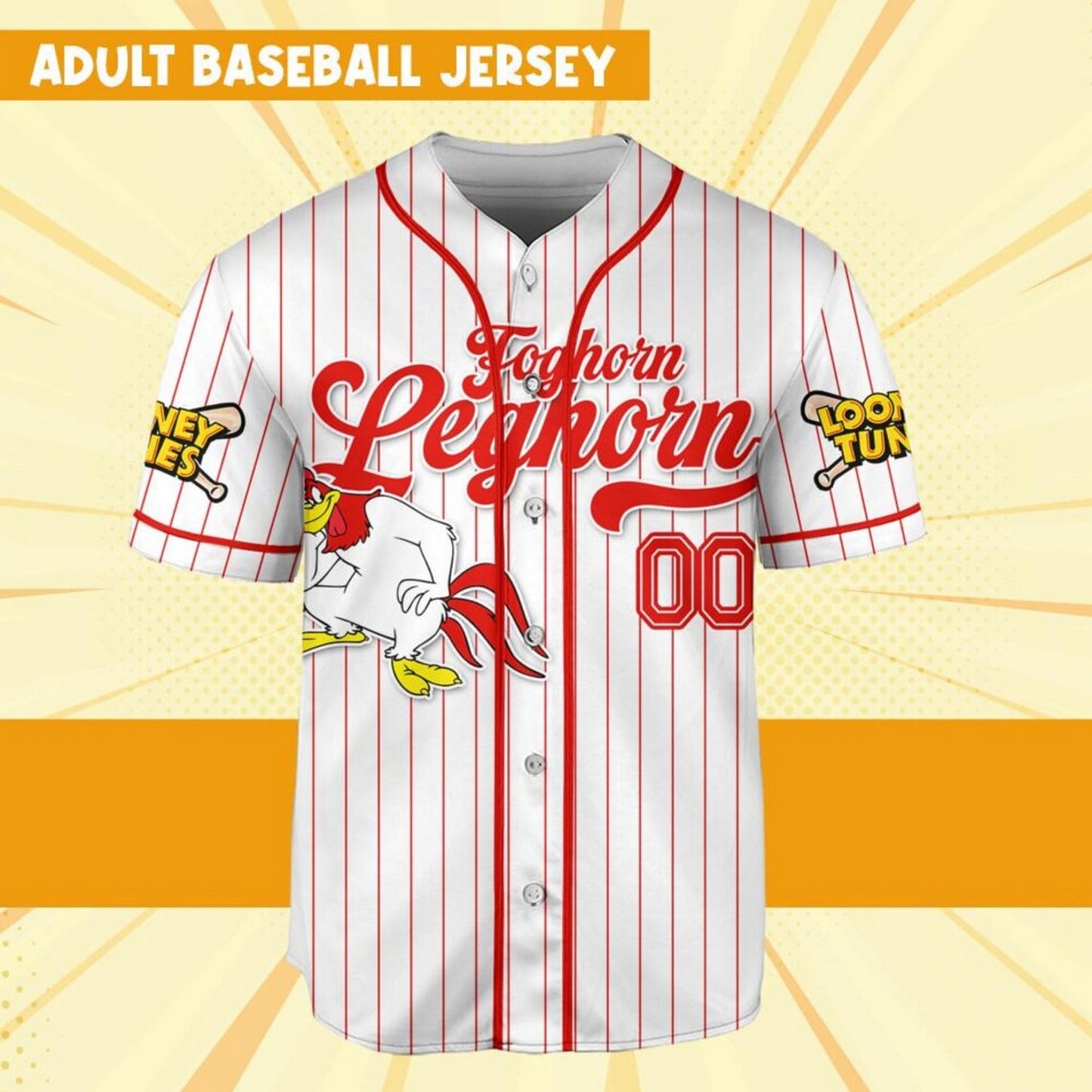 Custom Name Looney Tune Foghorn Leghorn Simple Baseball Jersey