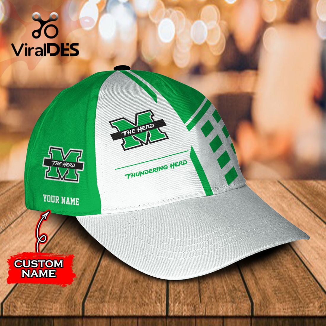 Custom Name Marshall Thundering Herd Polo, Cap Limited Edition