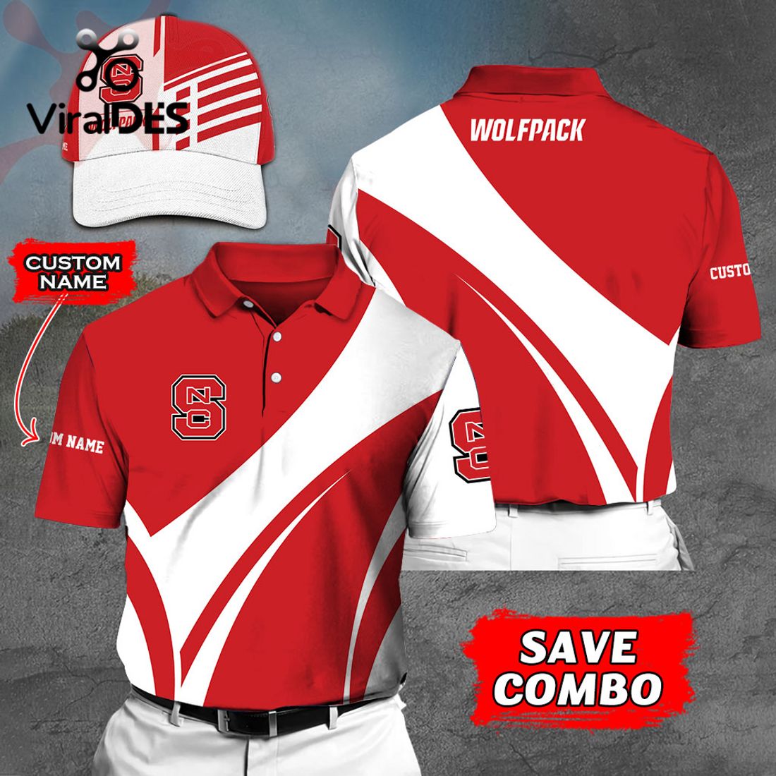 Custom Name North Carolina State Wolfpack Polo, Cap Limited Edition