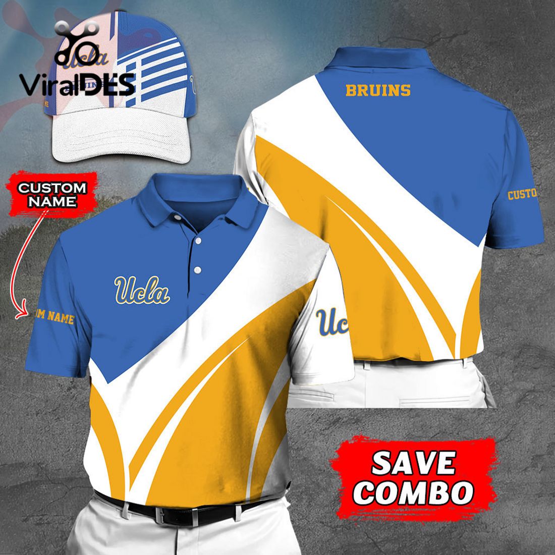 Custom Name UCLA Bruins Polo, Cap Limited Edition