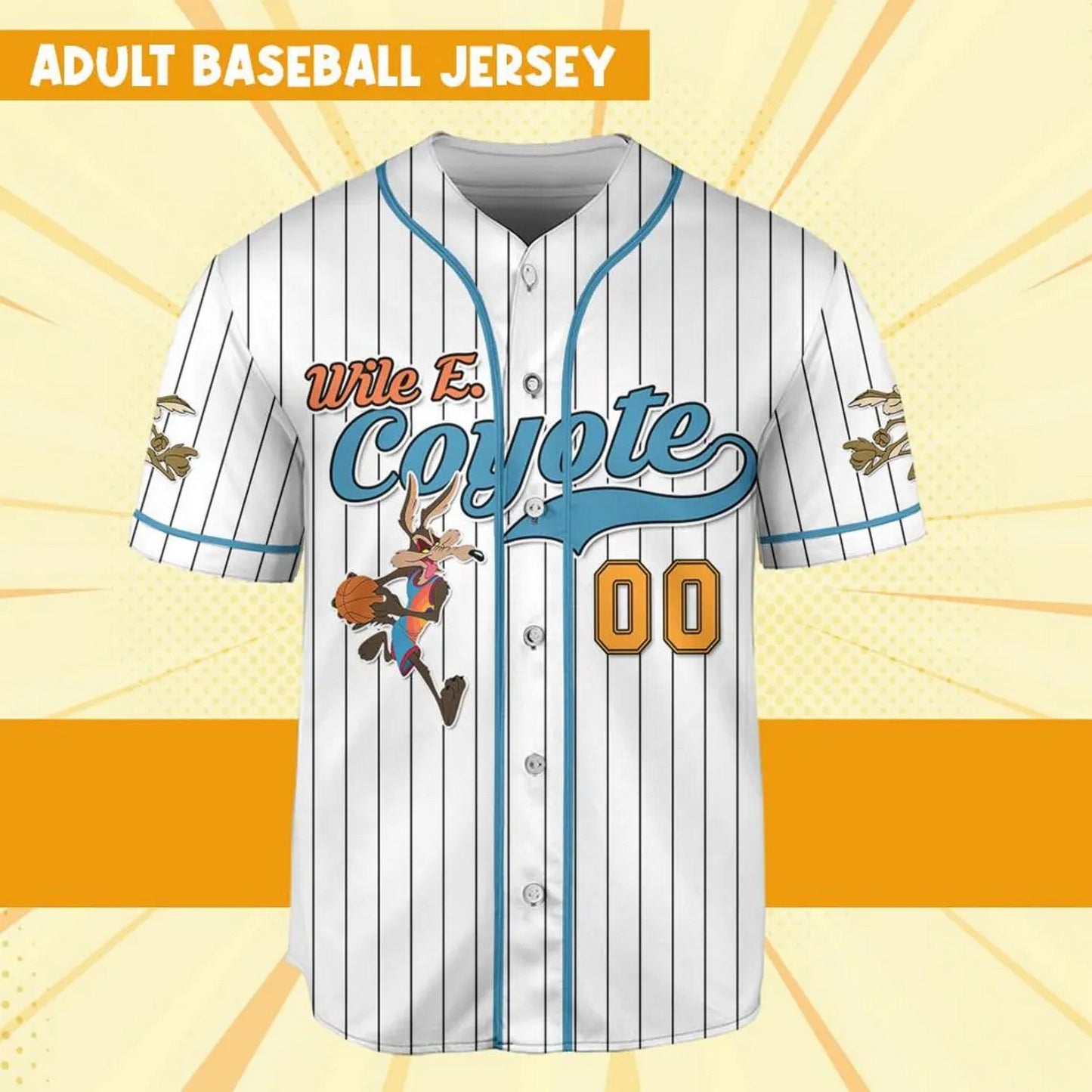 Custom Name Wile E. Coyote Jersey Orange White Baseball Jersey