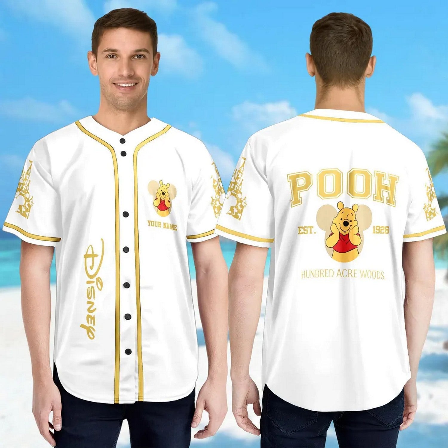 Custom Name Winnie The Pooh Est.1926 Baseball Jersey T-Shirts, Hoodie, Sweatshirt | WearSparks.com (Image 2)