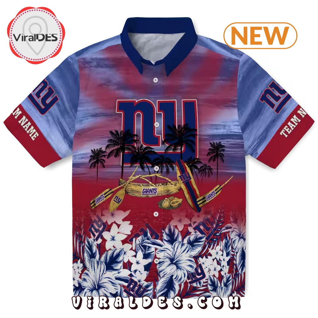 Custom New York Giants Tropical Canoe Hawaiian Shirt