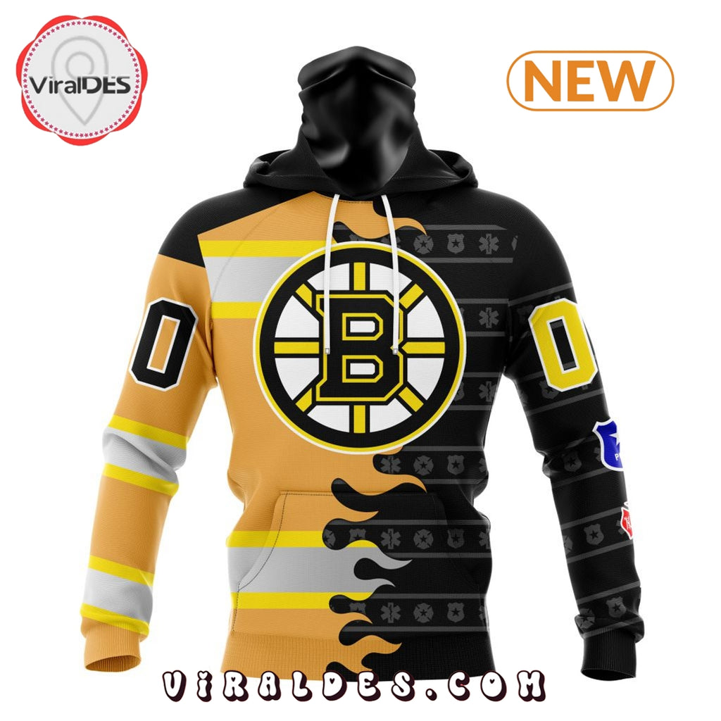 Custom NHL Boston Bruins 2025 First Responders Hoodie