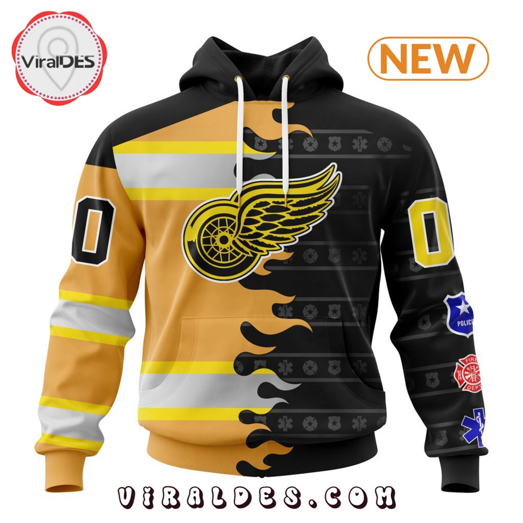 Custom NHL Detroit Red Wings 2025 First Responders Hoodie