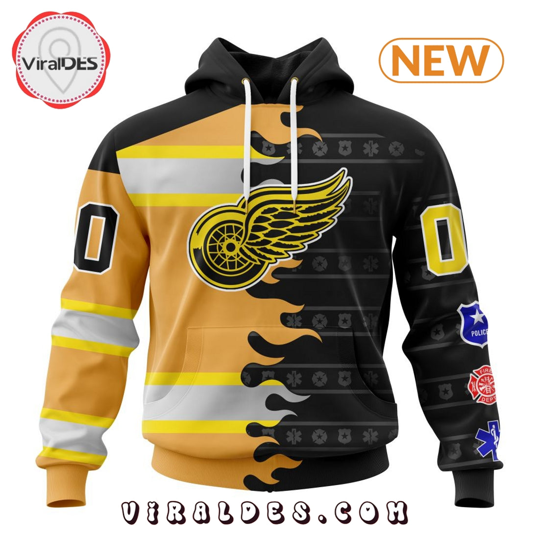 Custom NHL Detroit Red Wings 2025 First Responders Hoodie