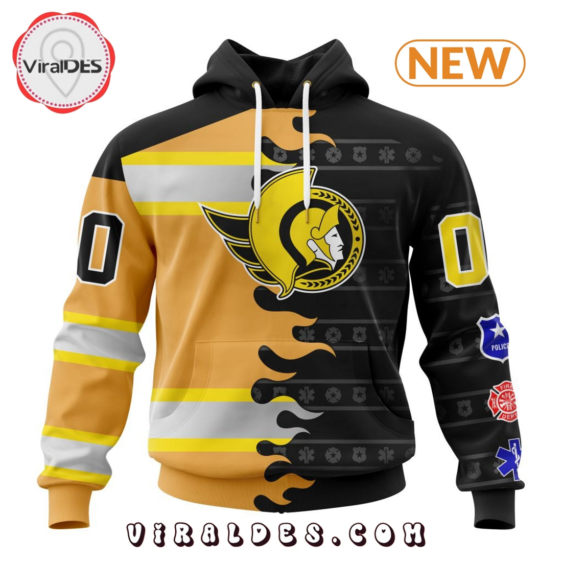 Custom NHL Ottawa Senators 2025 First Responders Hoodie