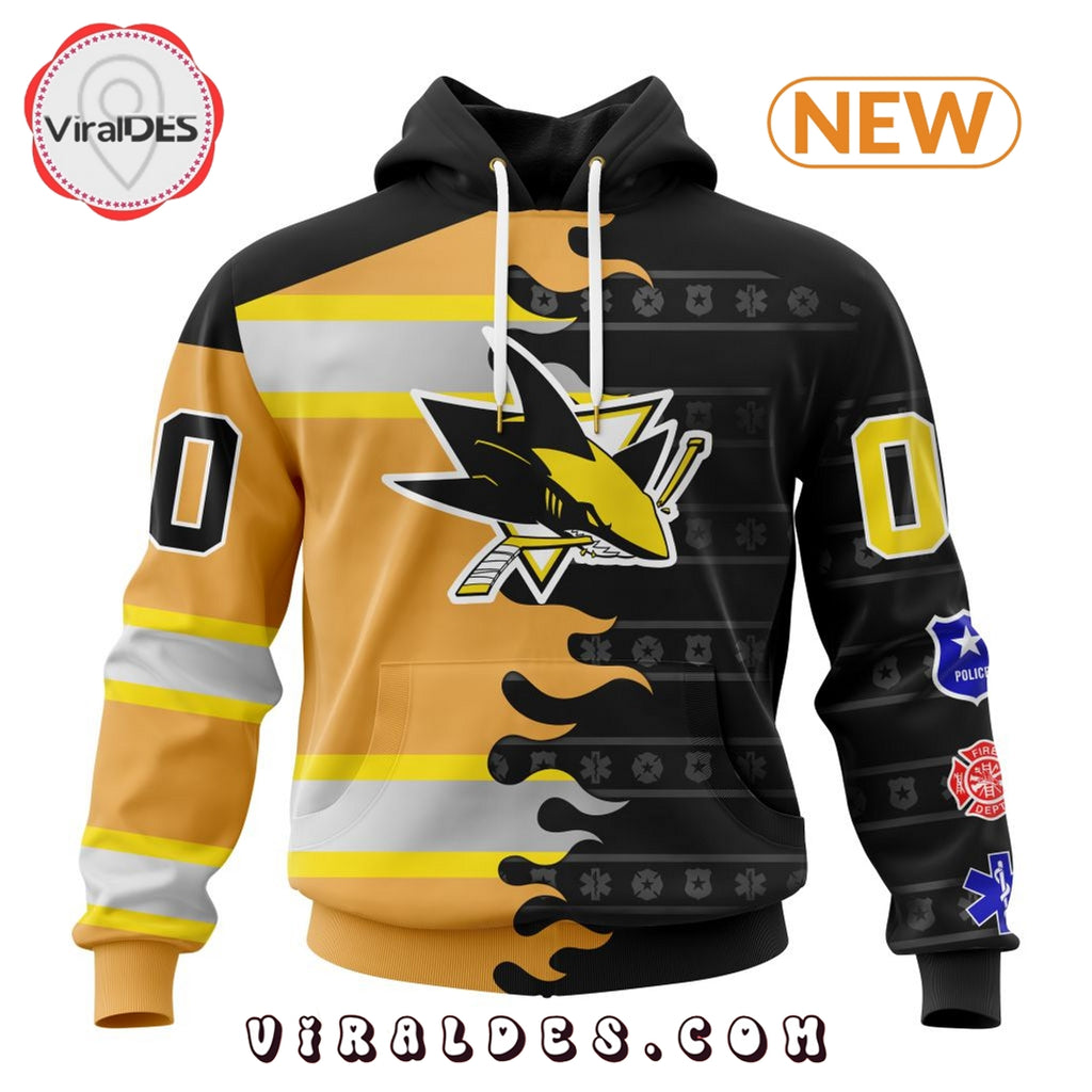 Custom NHL San Jose Sharks 2025 First Responders Hoodie