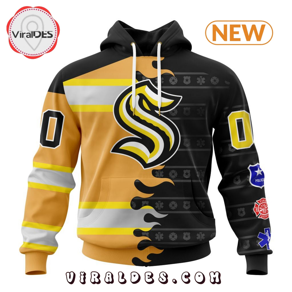 Custom NHL Seattle Kraken 2025 First Responders Hoodie