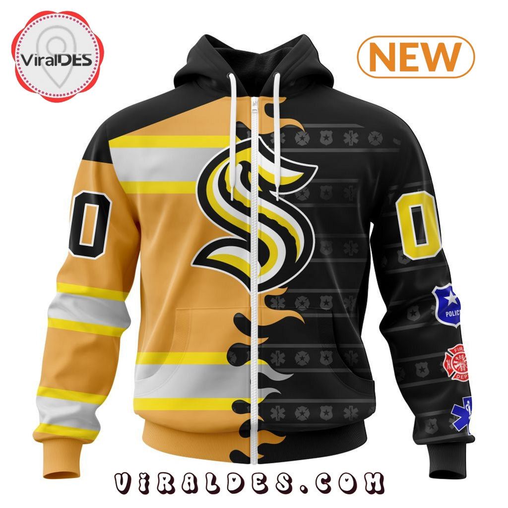Custom NHL Seattle Kraken 2025 First Responders Hoodie