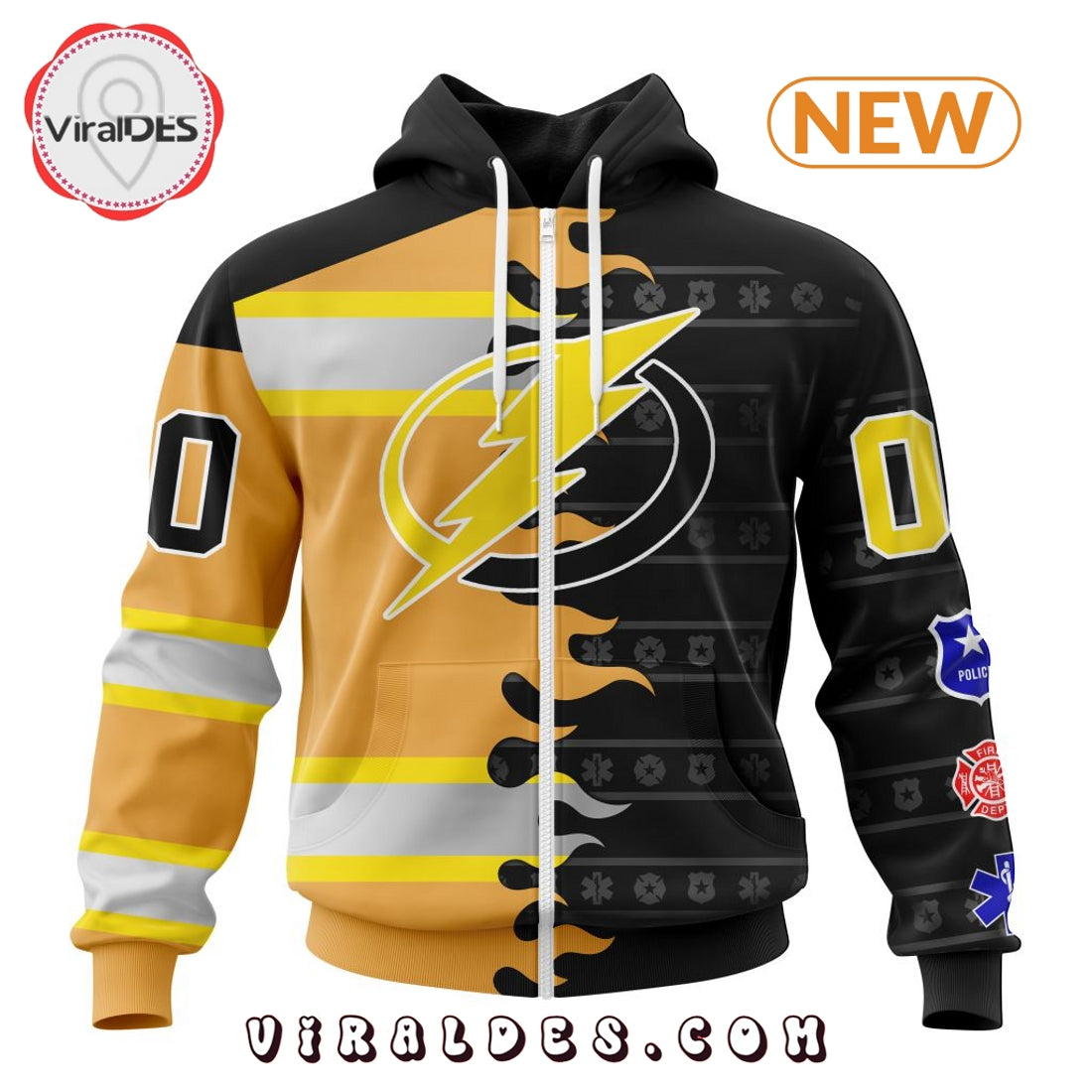 Custom NHL Tampa Bay Lightning 2025 First Responders Hoodie