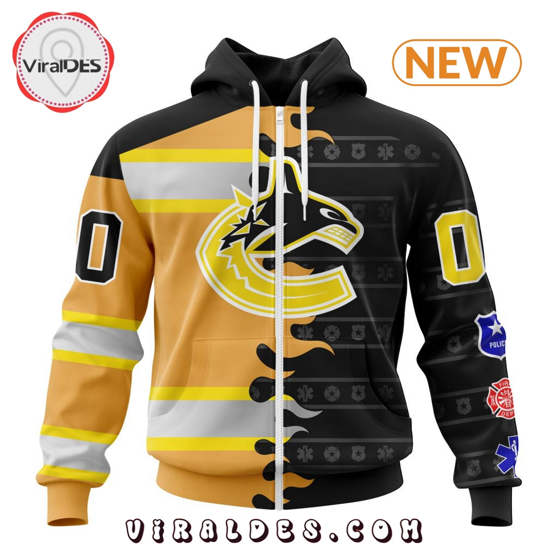 Custom NHL Vancouver Canucks 2025 First Responders Hoodie