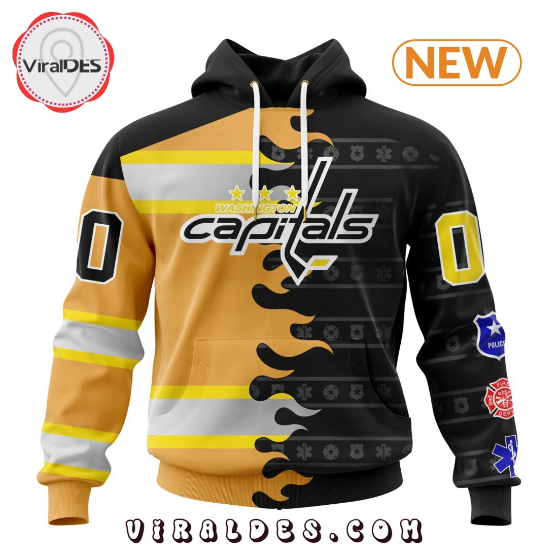 Custom NHL Washington Capitals 2025 First Responders Hoodie